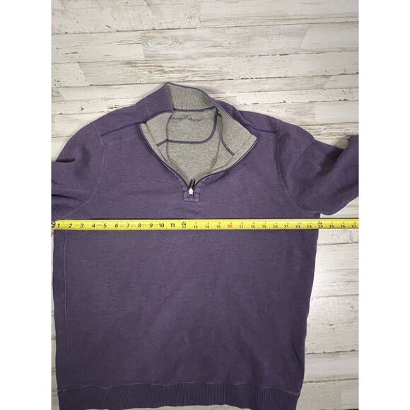 Tommy Bahama 1/4 Zip Mock Neck Reversible Sweater Mens Purple/Gray Large? - Picture 8 of 9